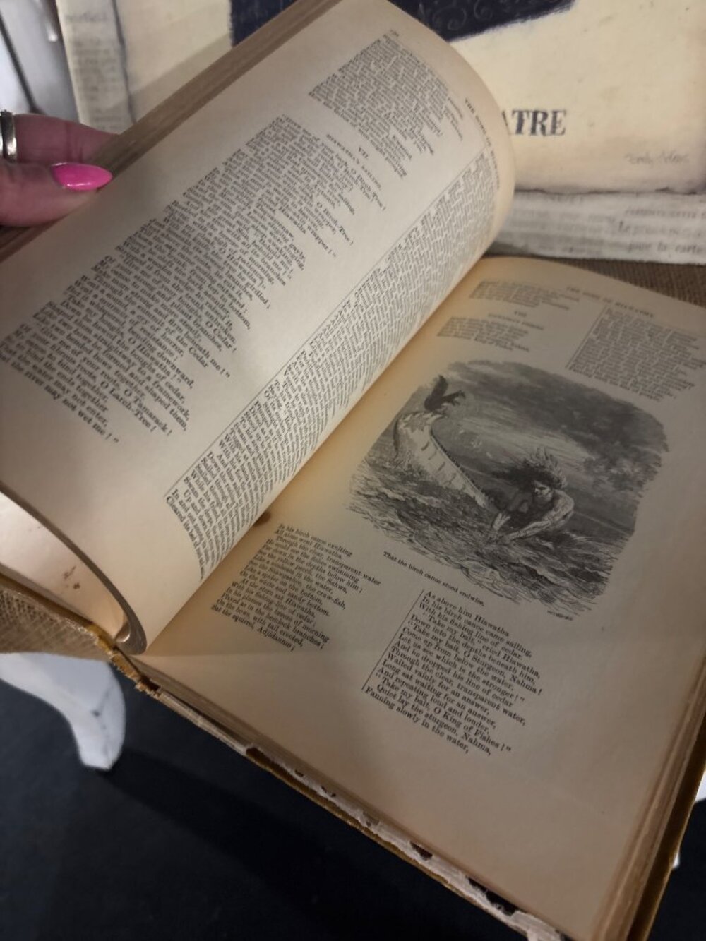 Antique 1885 Longfellow Illustrated Poetical Works Hardcover Book with Souvenir - Picture 11 of 16